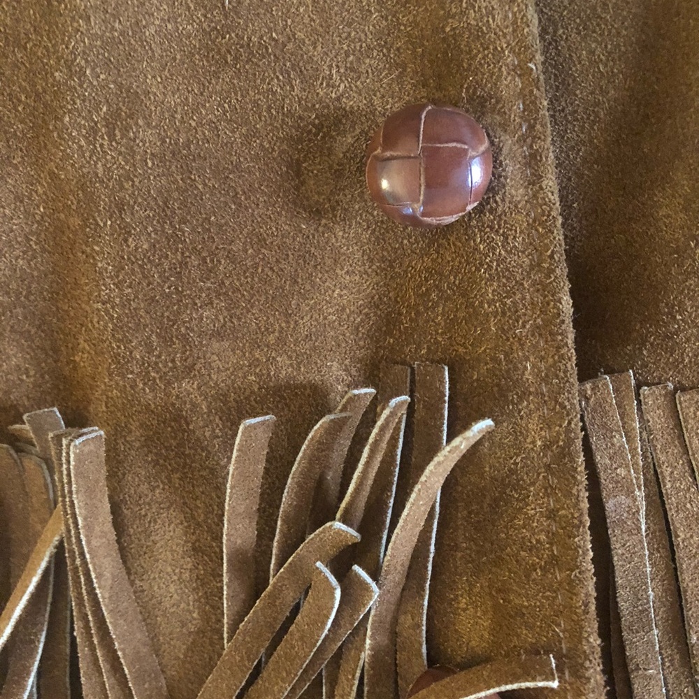 Vintage Genuine iconic fringe suede Leather Jacket -fits like small Sz 8 - Picture 7 of 7
